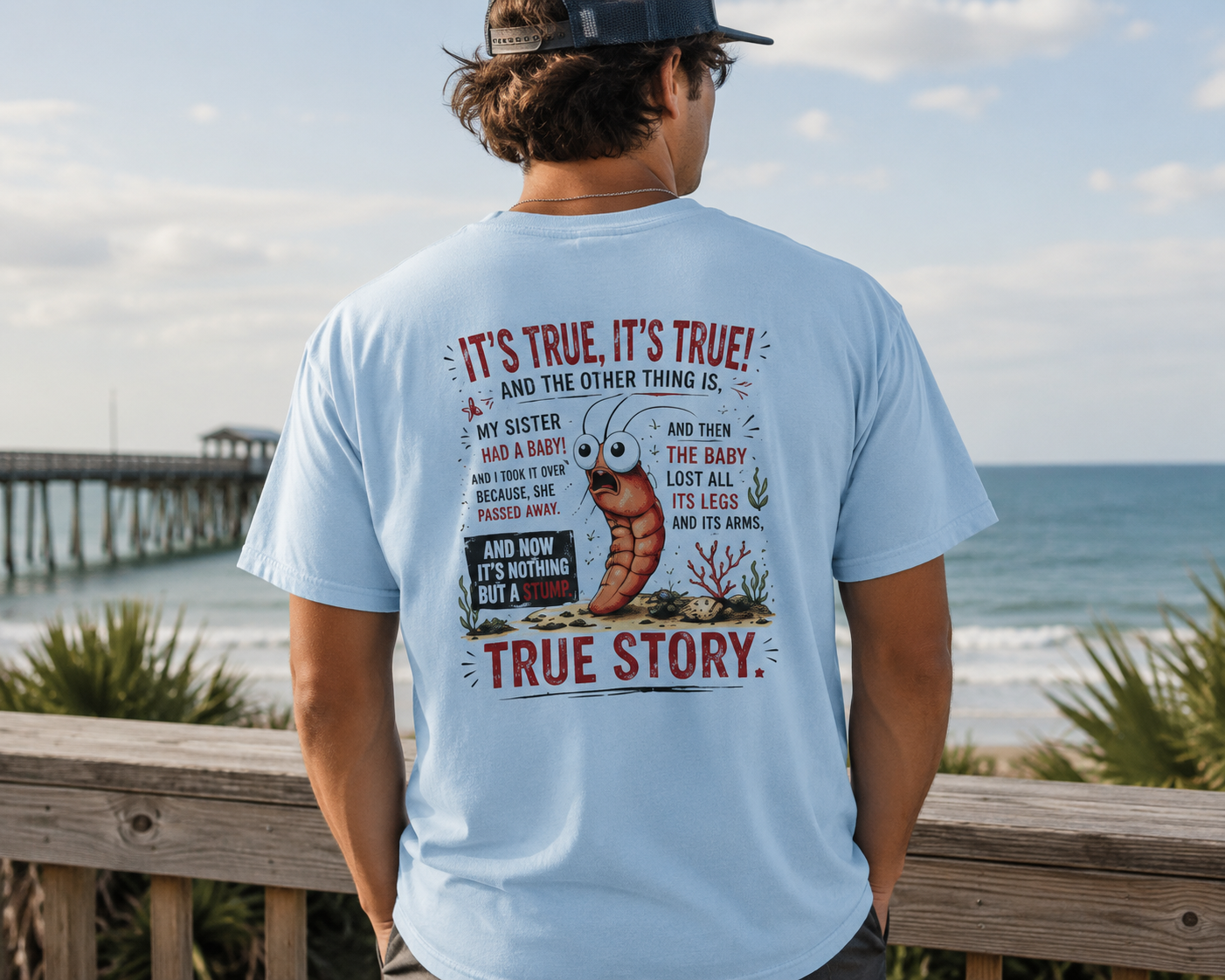 True Story Shrimp Tee — Funny Sharktale's Graphic T-Shirt