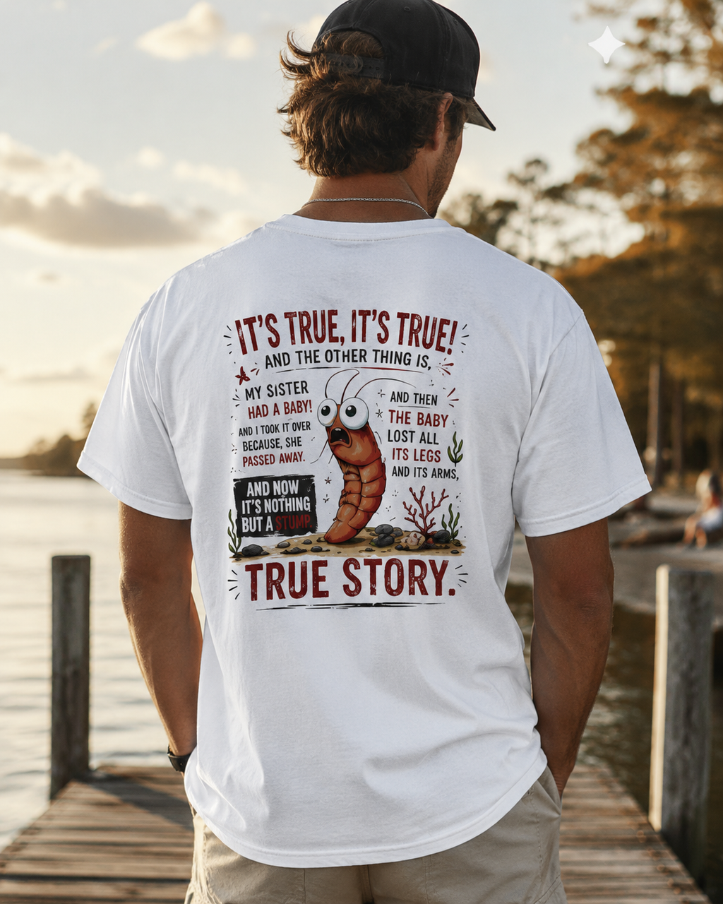 True Story Shrimp Tee — Funny Sharktale's Graphic T-Shirt