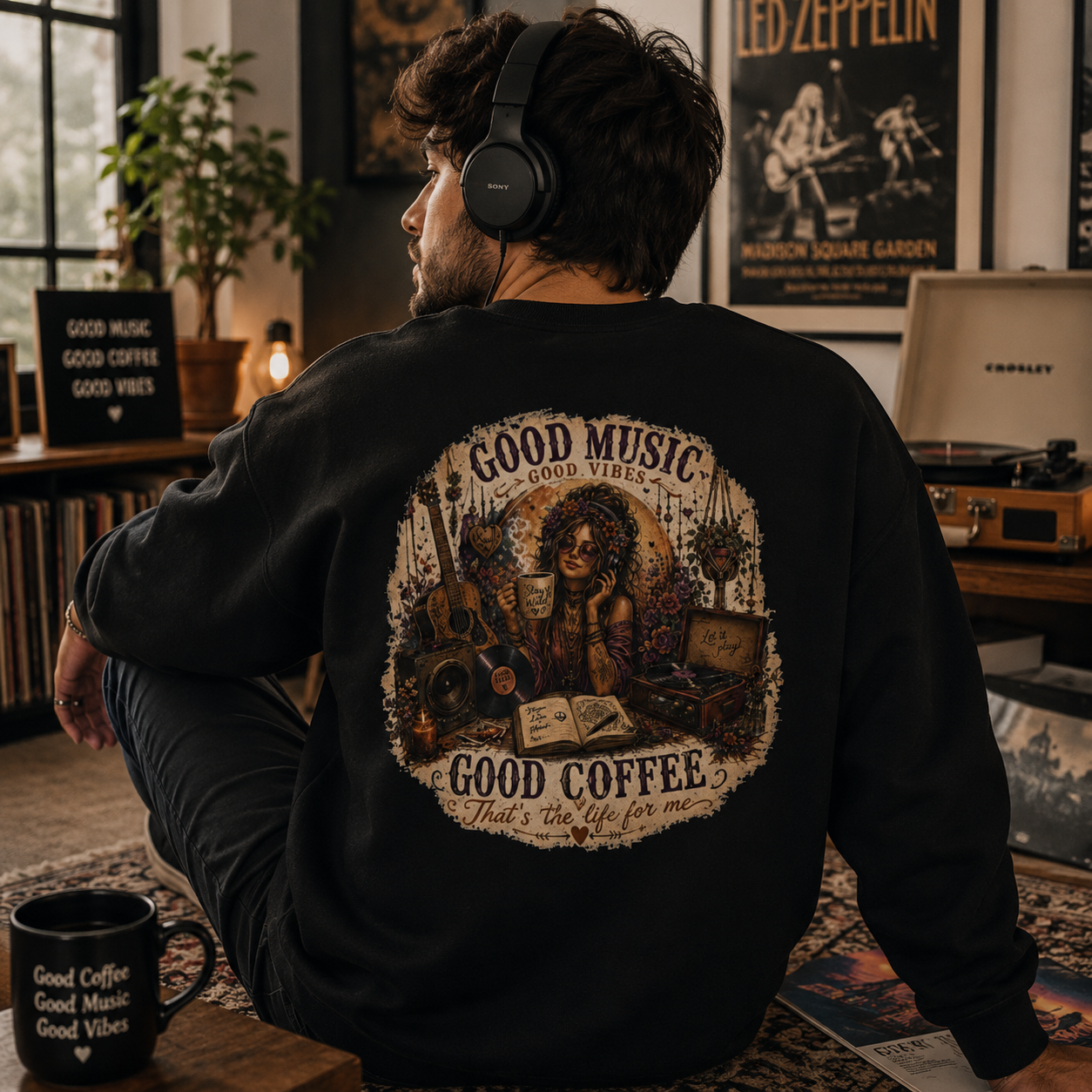 Music is Happiness Lightweight Crewneck Sweatshirt