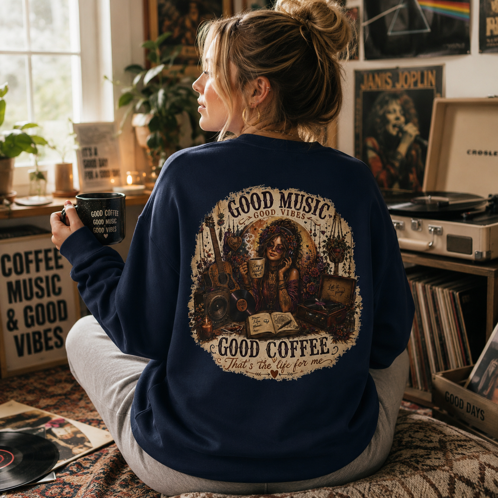 Music is Happiness Lightweight Crewneck Sweatshirt