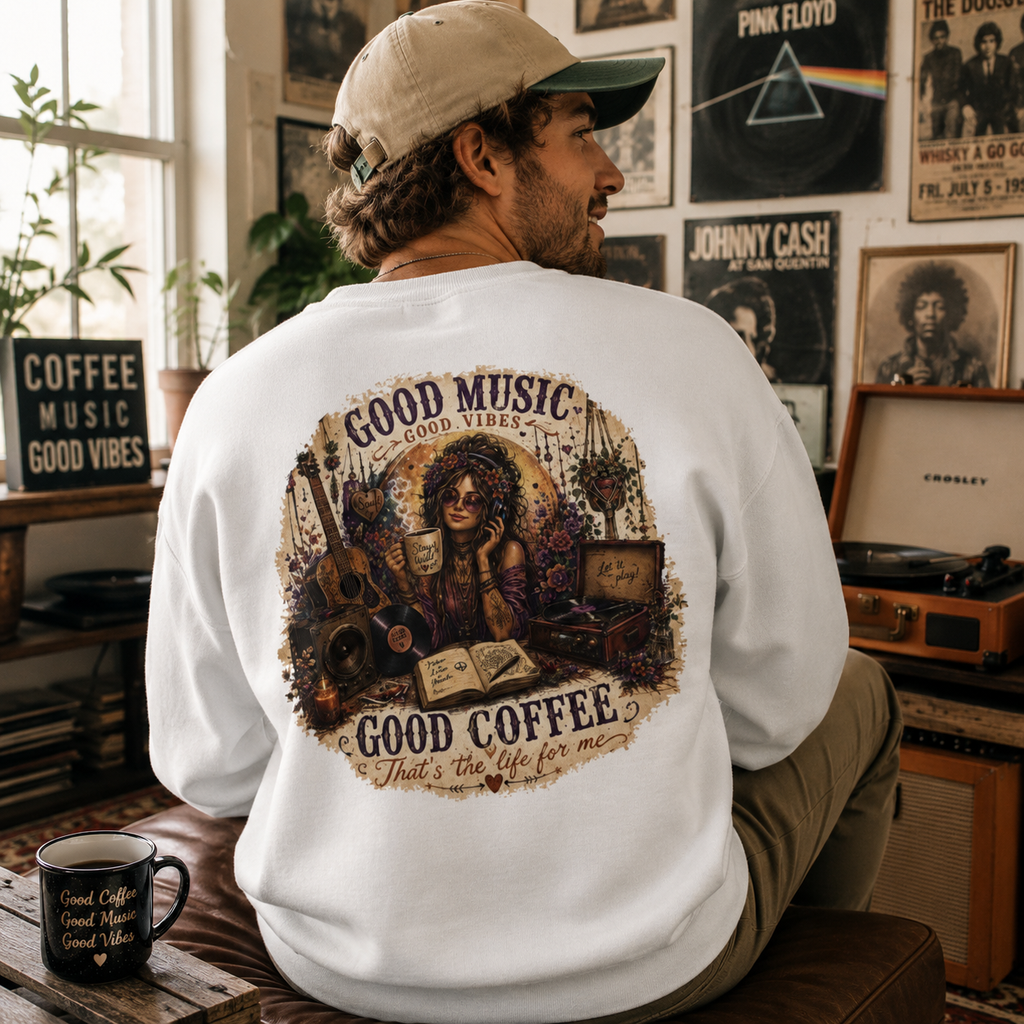 Music is Happiness Lightweight Crewneck Sweatshirt