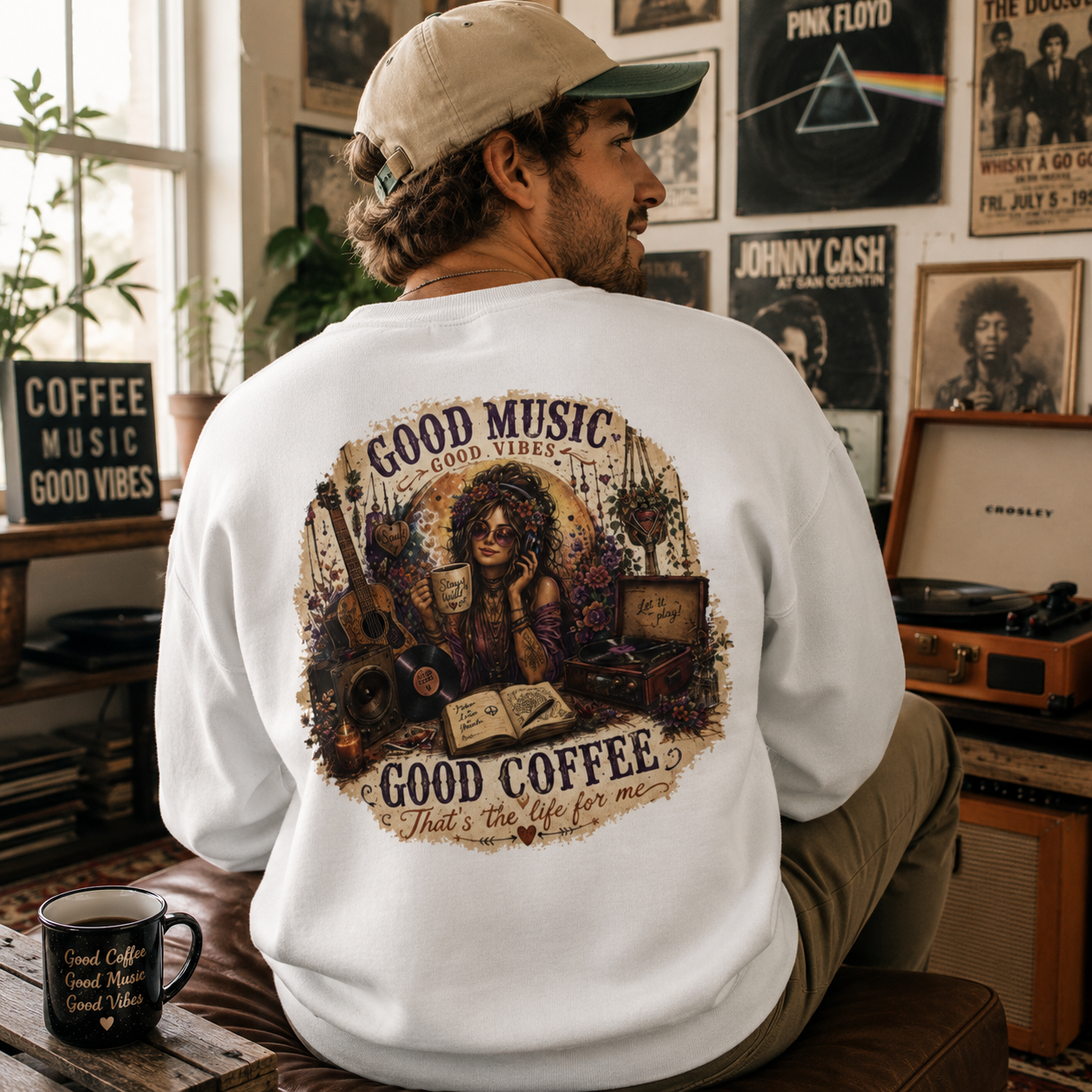 Music is Happiness Lightweight Crewneck Sweatshirt