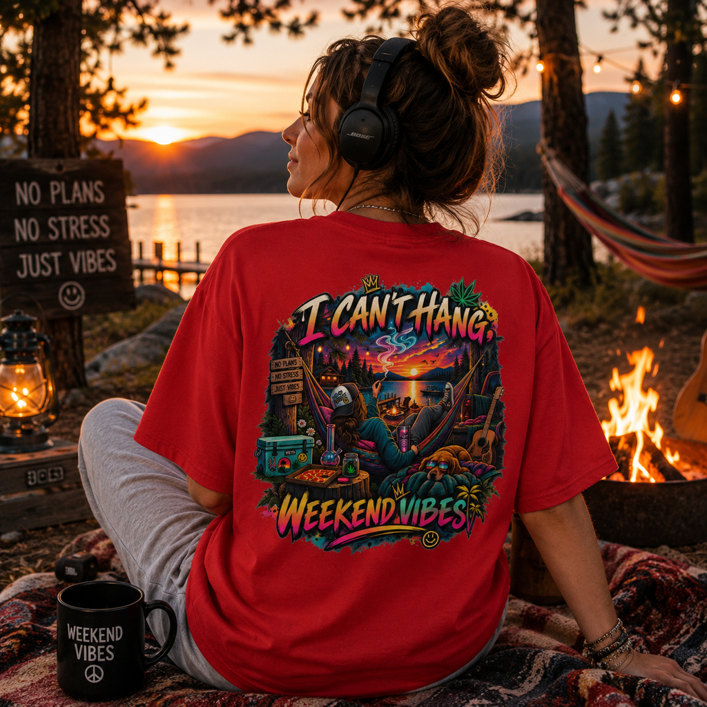Beach Sunset Tee — "I Can't Hang" Weekend Vibes Graphic T-Shirt