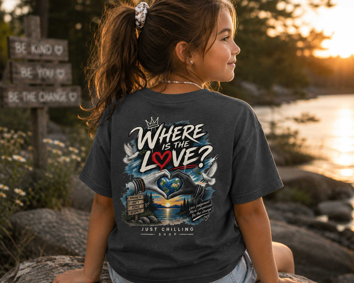 Where’s the Love? Kids Unisex Graphic Tee | Just Chilling Shop