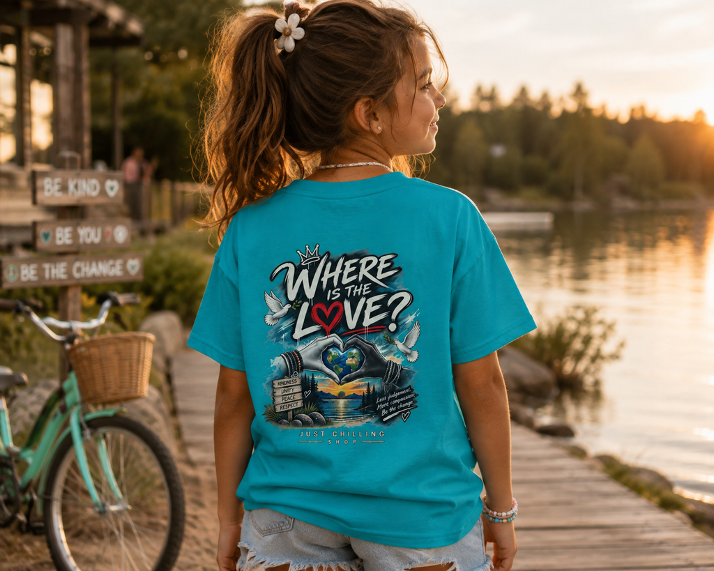Where’s the Love? Kids Unisex Graphic Tee | Just Chilling Shop