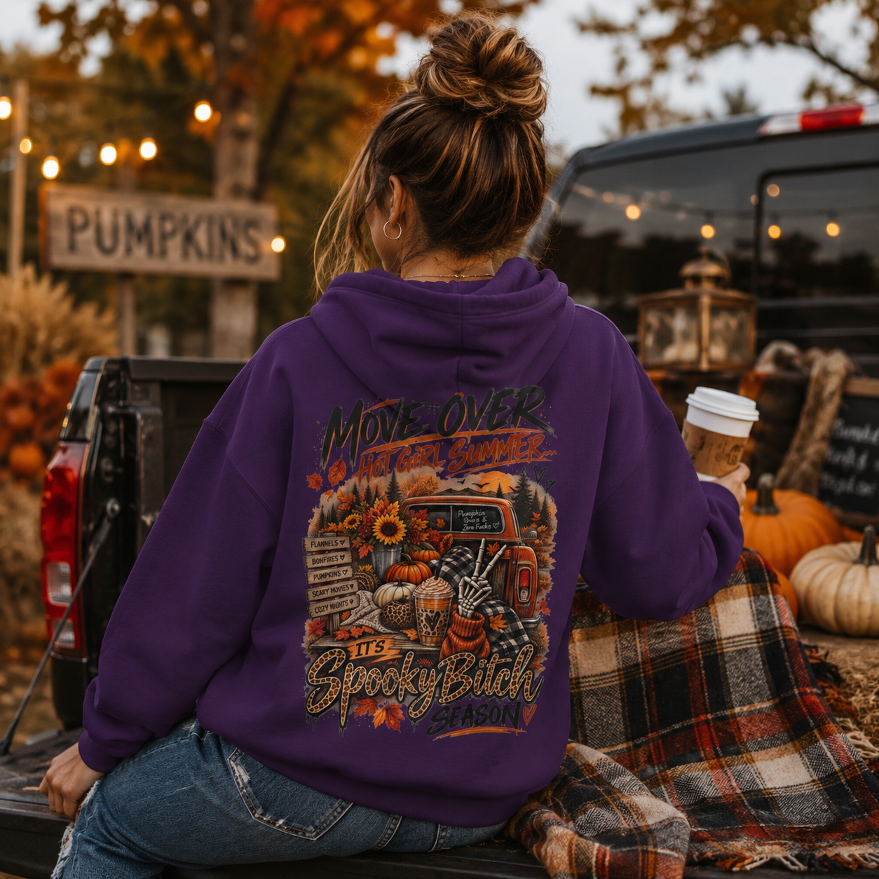 Halloween Truck Hoodie — "Move Over" Fall Pumpkin Harvest Sweatshirt