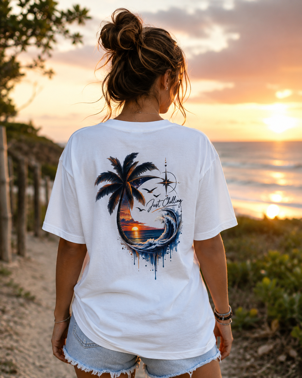 Just Chilling Coastal Sunset Tee