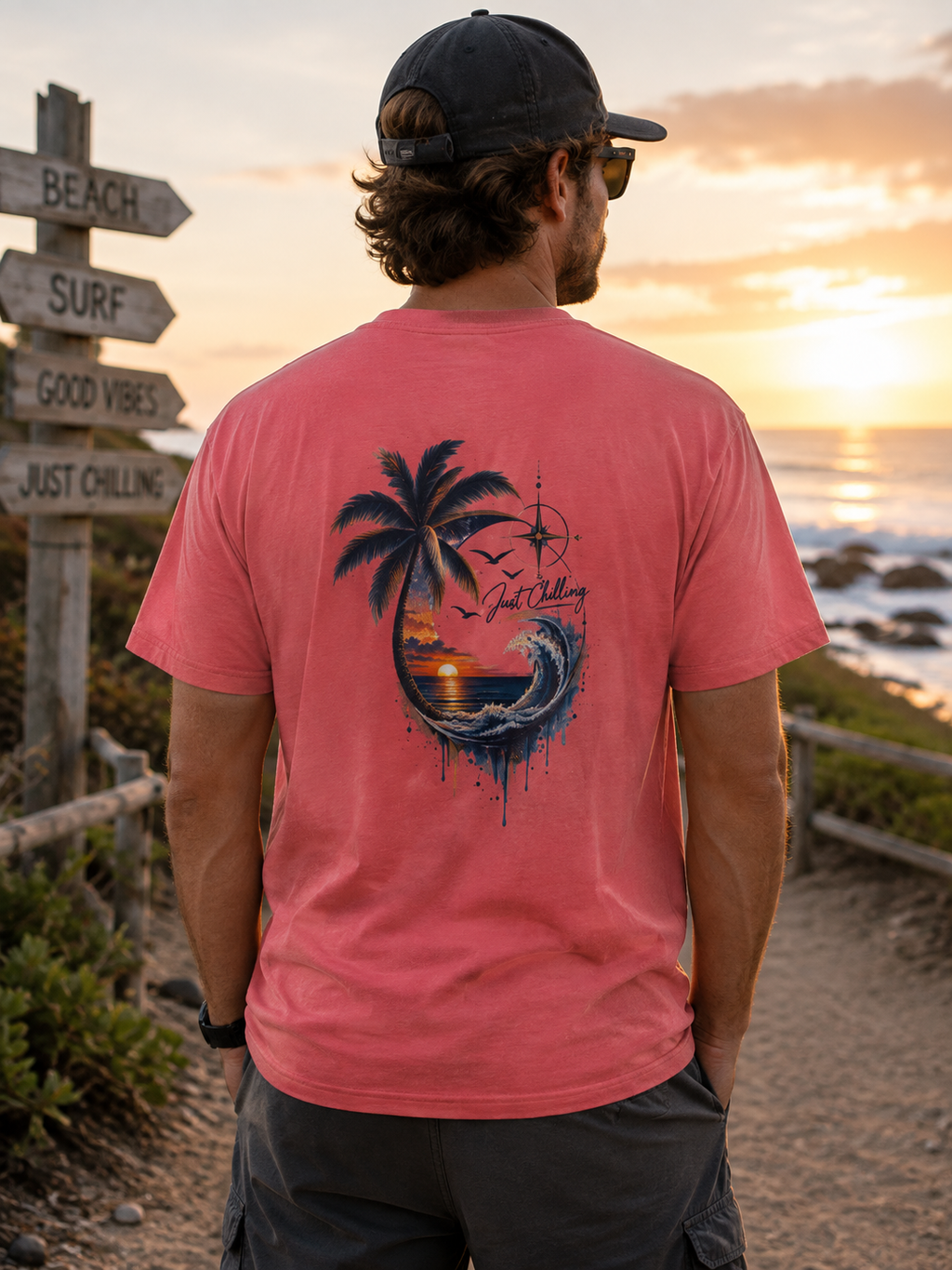Just Chilling Coastal Sunset Tee
