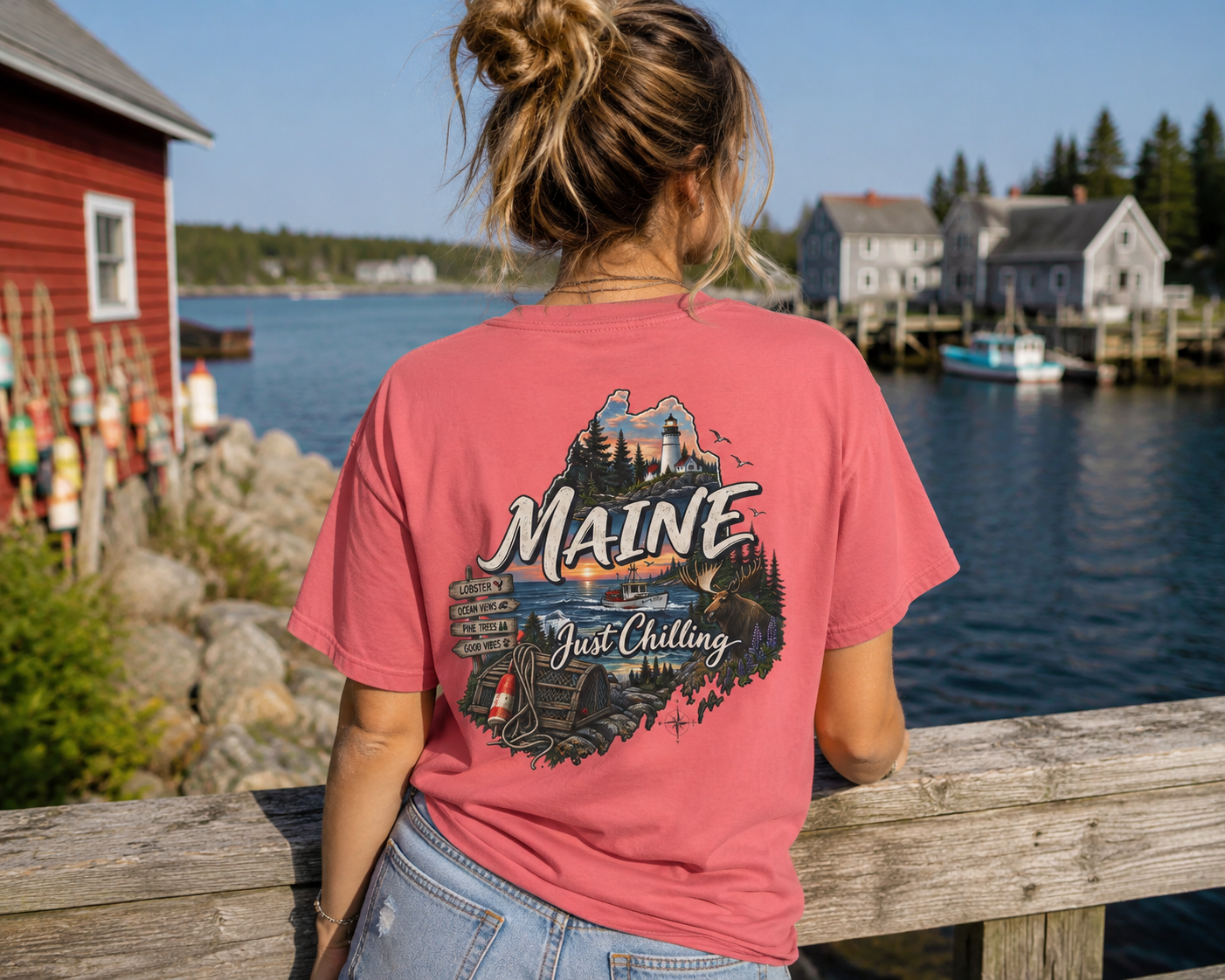 Just Chilling Scenic Tee – Coastal Escape- Maine Edition