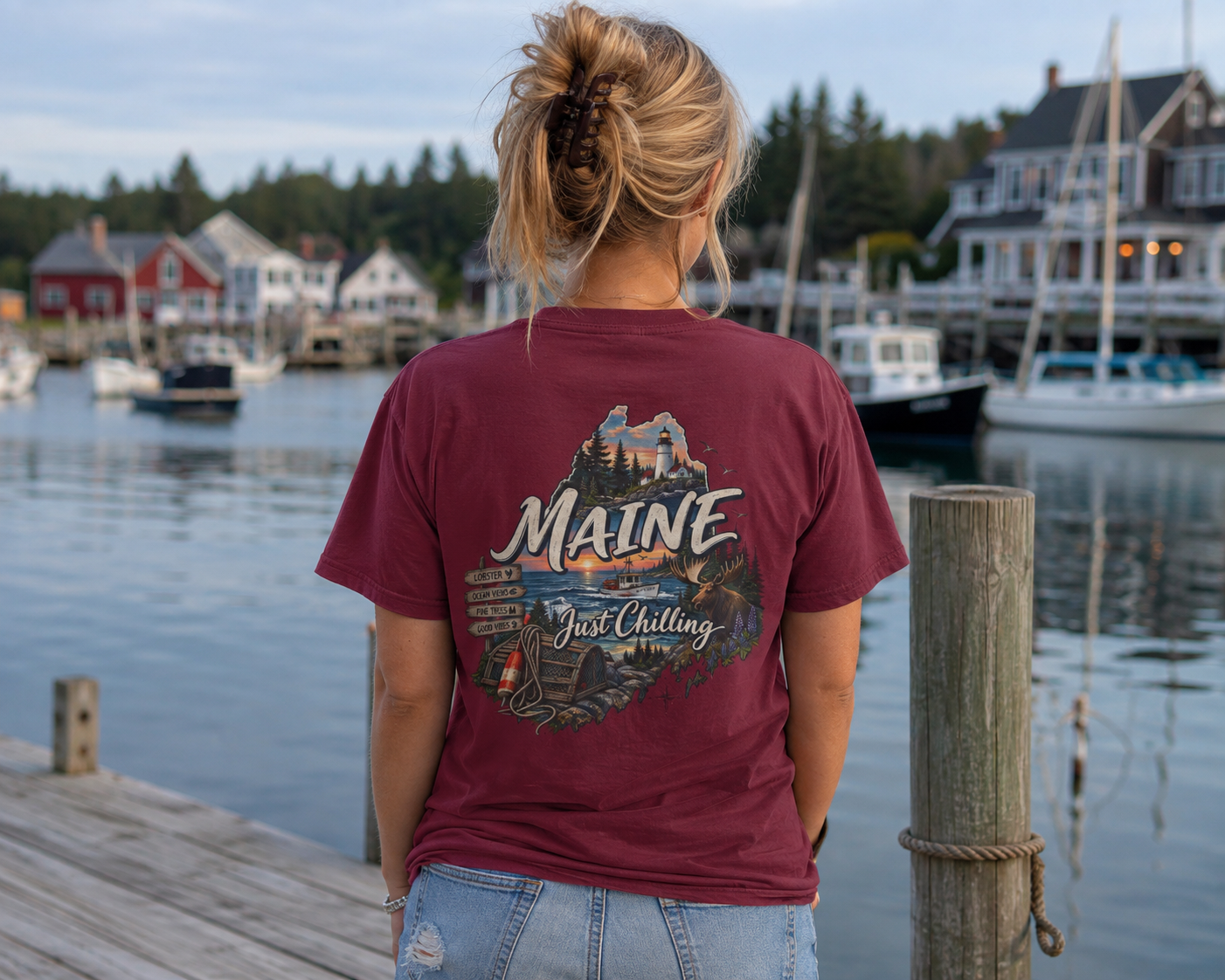 Just Chilling Scenic Tee – Coastal Escape- Maine Edition