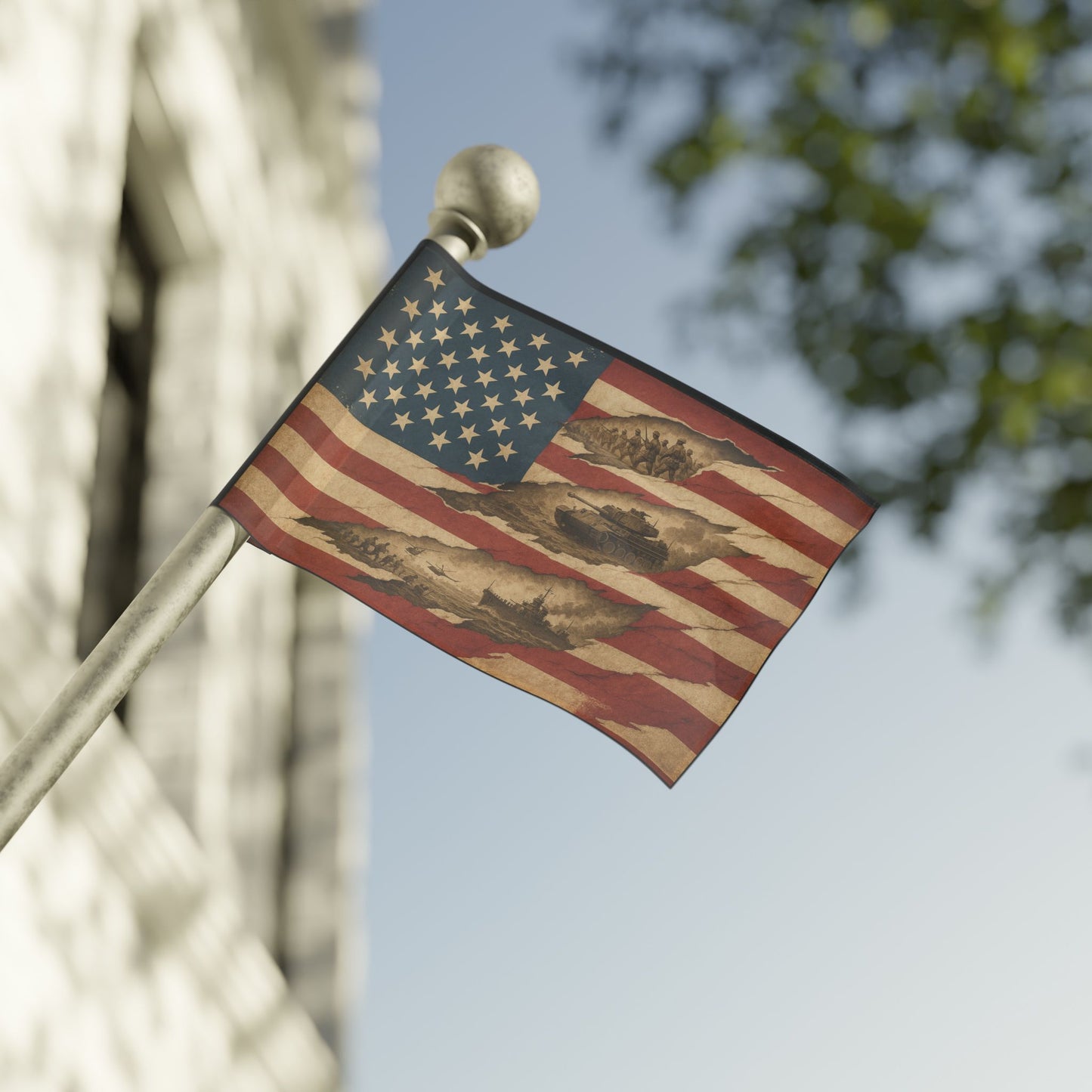 Torn American Flag - Hidden Battles Patriotic Wall Art