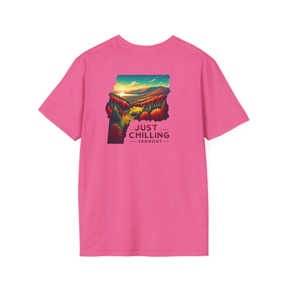 Just Chilling Unisex Softstyle T-Shirt, Casual Tee, Summer Wear, Vermont Graphic Tee, Relaxed Fit Shirt, Outdoor Adventure Top