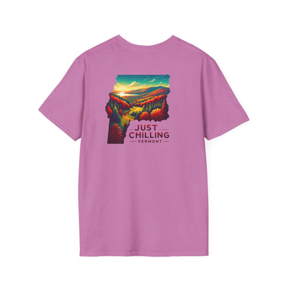 Just Chilling Unisex Softstyle T-Shirt, Casual Tee, Summer Wear, Vermont Graphic Tee, Relaxed Fit Shirt, Outdoor Adventure Top