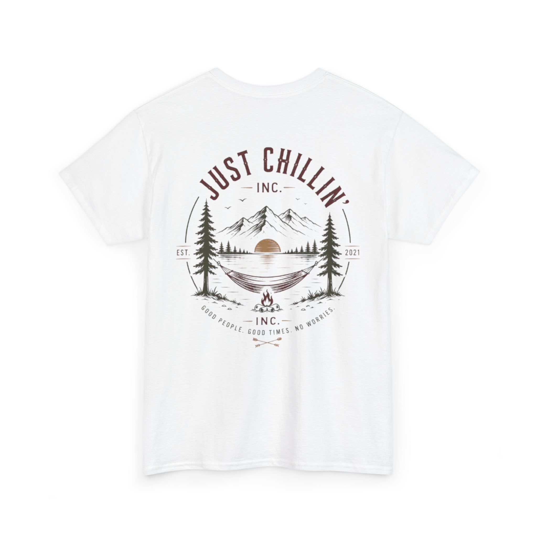 Just Chillin' Inc. Campfire Gathering T-Shirt | Outdoor Tee