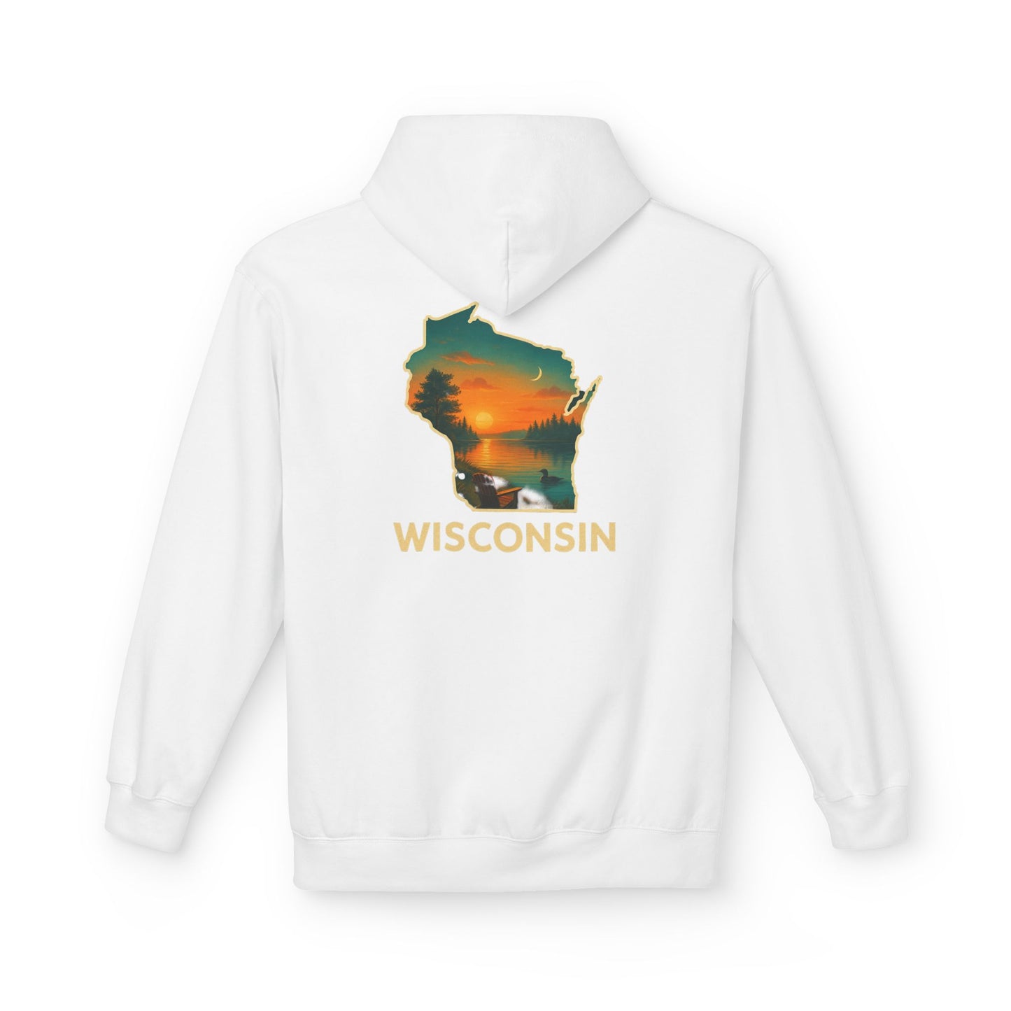 Wisconsin Scenic  Unisex Hoodie — State Silhouette Sunset Sweatshirt