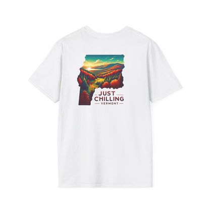 Just Chilling Unisex Softstyle T-Shirt, Casual Tee, Summer Wear, Vermont Graphic Tee, Relaxed Fit Shirt, Outdoor Adventure Top