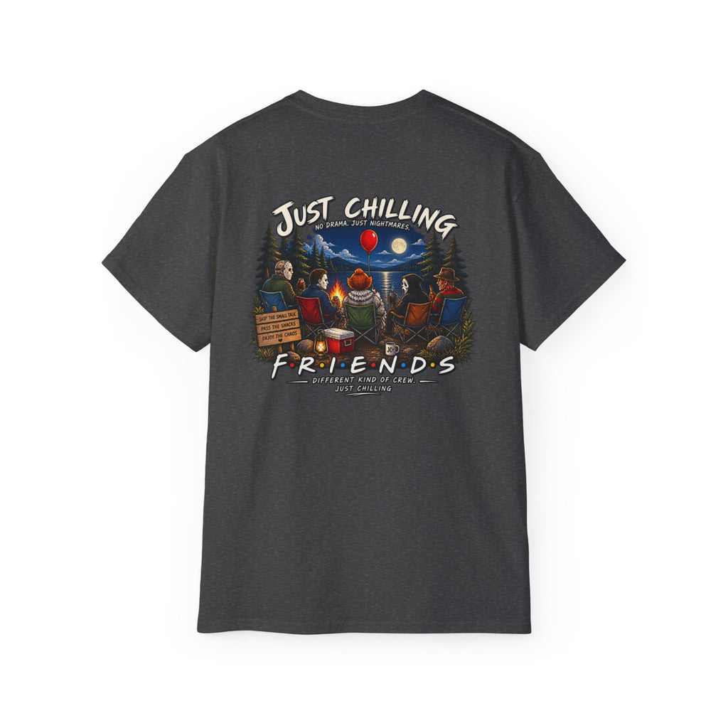 All Your Favorite Creepy Friends T-Shirt – Horror Movie Villains “Just Chilling” Graphic Tee | Made in the USA