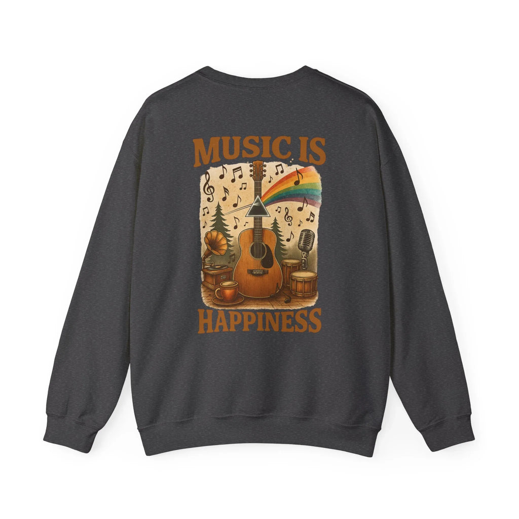 Music is Happiness Lightweight Crewneck Sweatshirt - Just Chilling Inc.