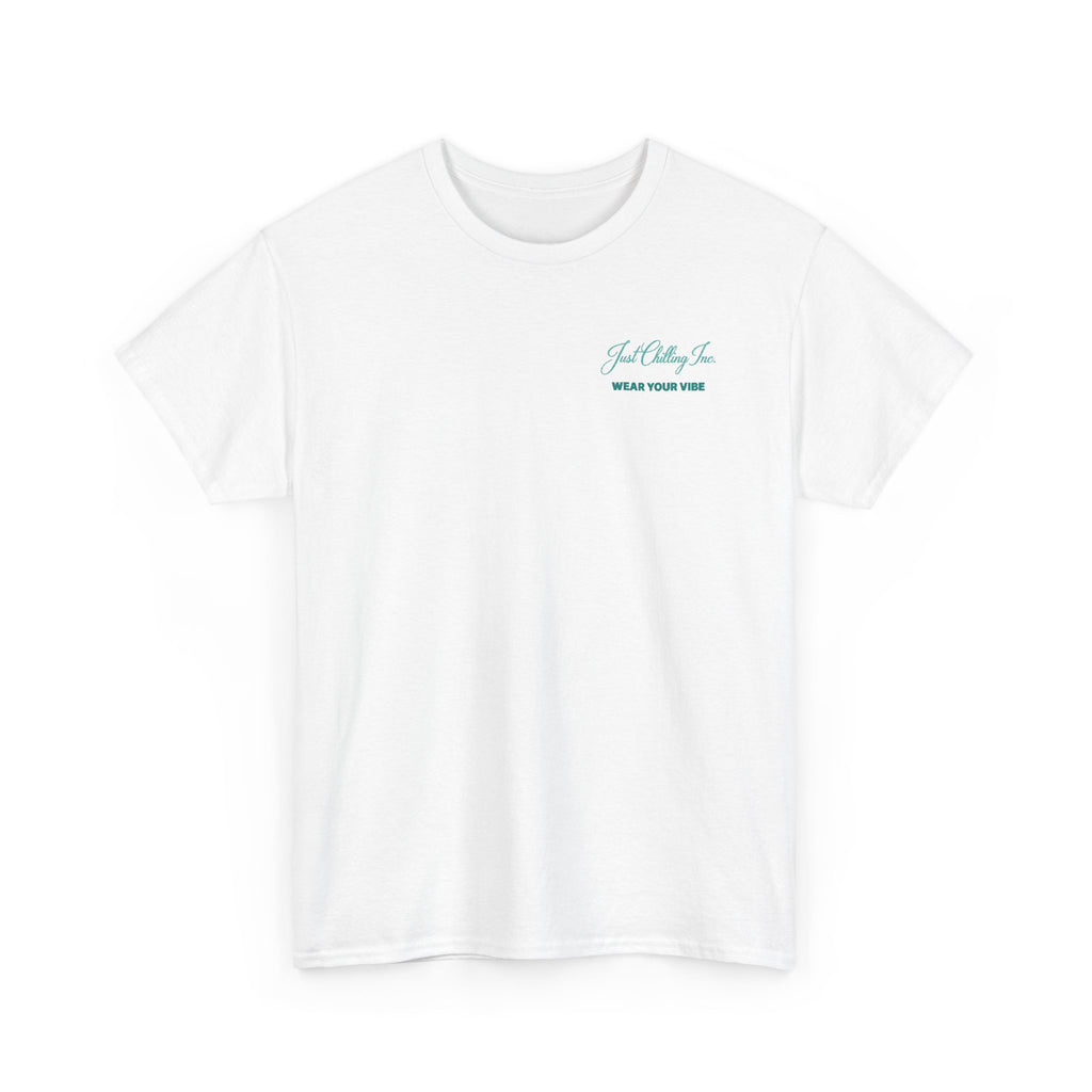 Just Chillin Sunset Palm Tee – Vintage Coastal Graphic T-Shirt