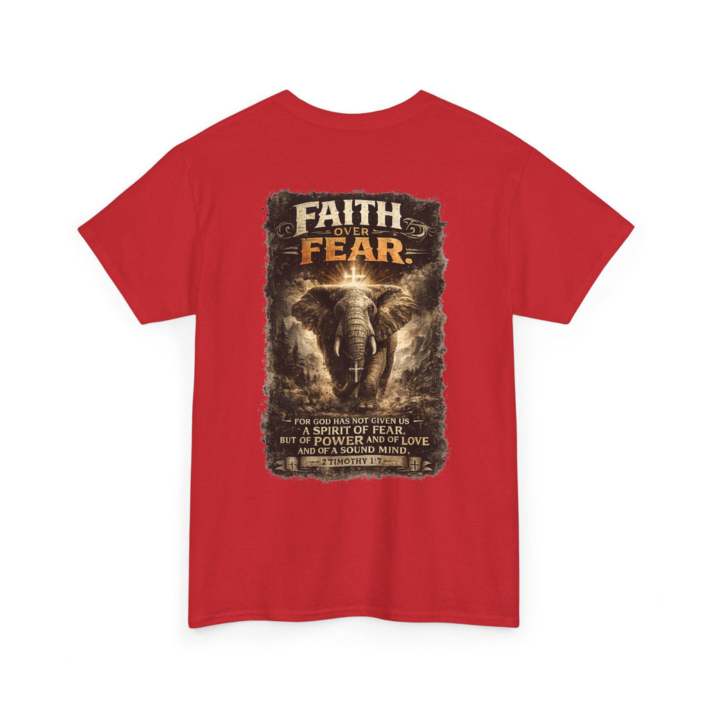 Faith Over Fear Elephant Graphic Tee — Inspirational Christian Shirt