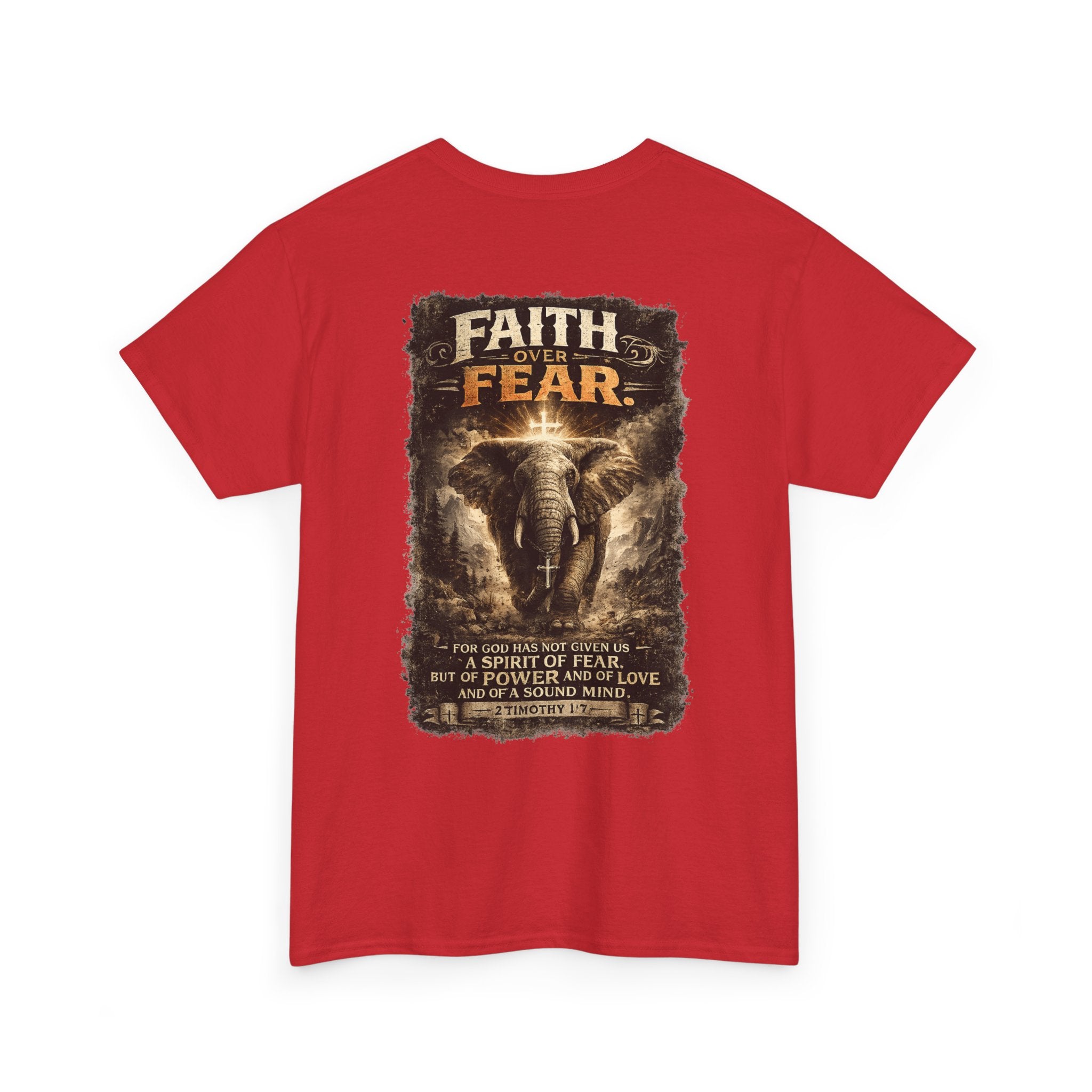Faith Over Fear Elephant Graphic Tee — Inspirational Christian Shirt