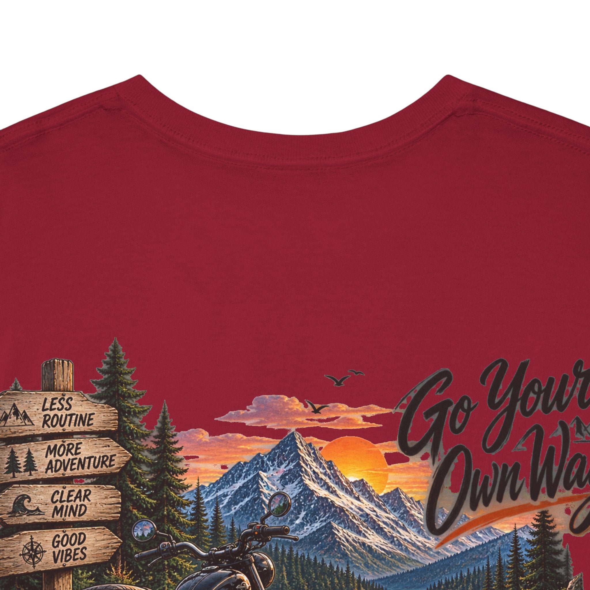 Adventure Motorcycle Tee — "Go Your Own Way" Scenic Biker T-Shirt