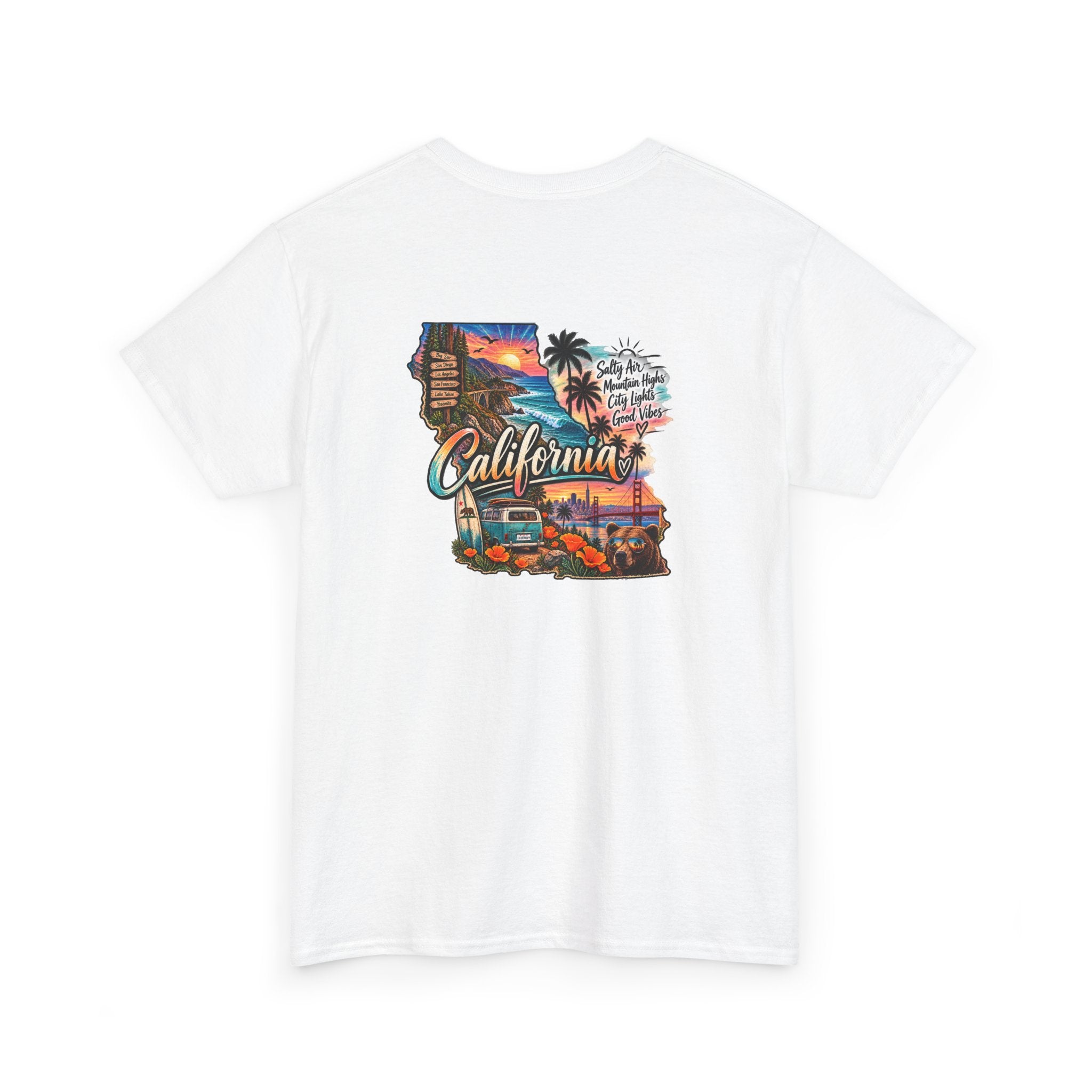 California Retro Coastal Tee — Vintage Sunset Palm Beach Graphic T-Shirt
