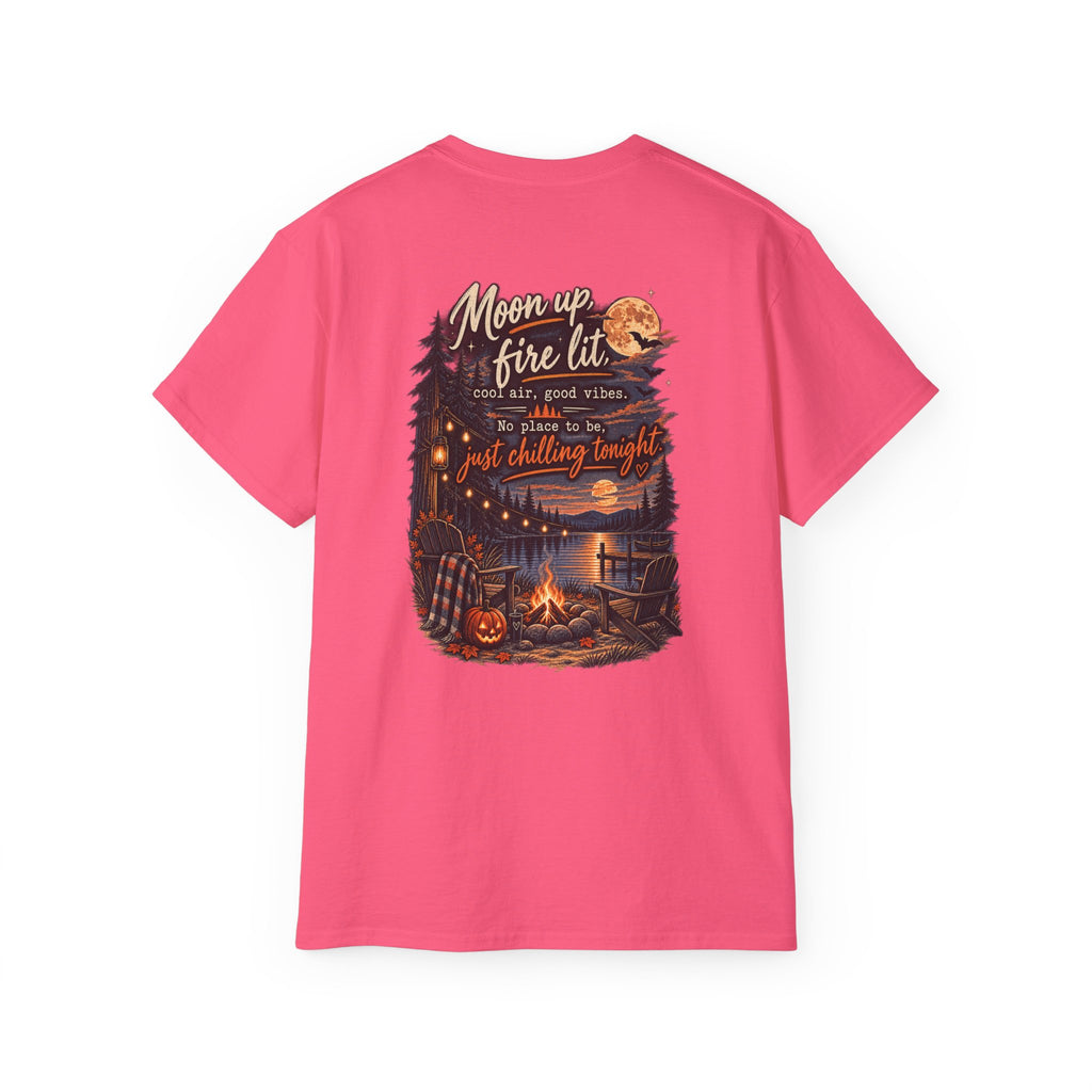 Campfire Night Tee — "Moon up, fire lit" Graphic T-Shirt