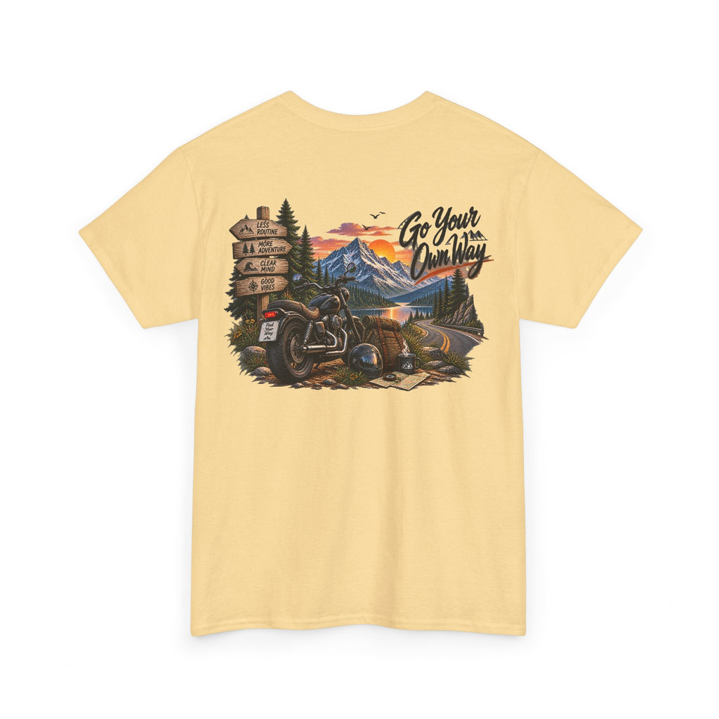 Adventure Motorcycle Tee — "Go Your Own Way" Scenic Biker T-Shirt