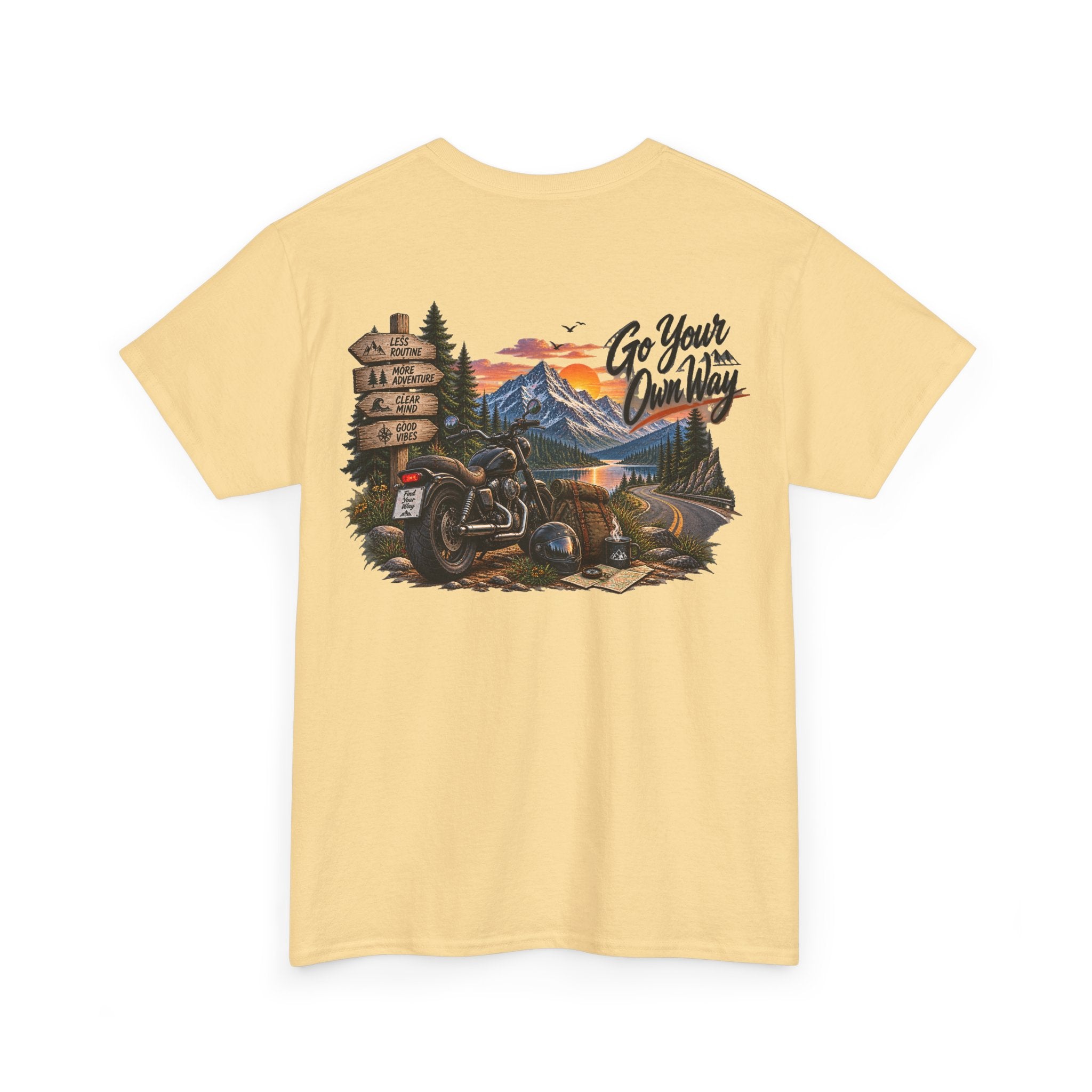 Adventure Motorcycle Tee — "Go Your Own Way" Scenic Biker T-Shirt