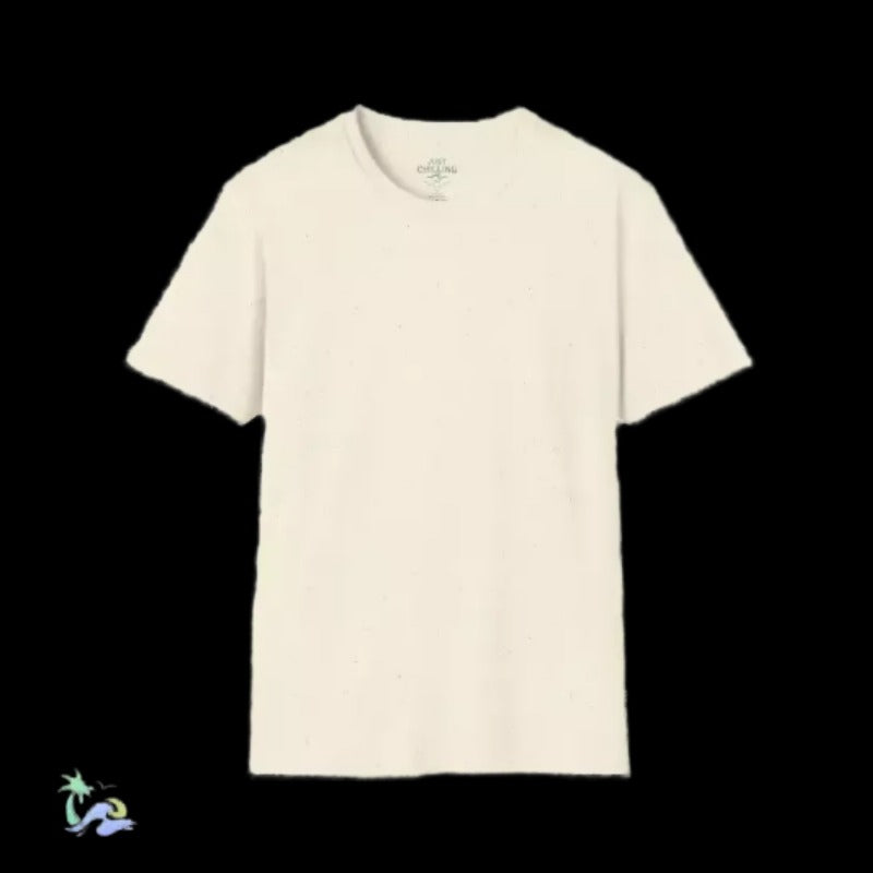 A plain white t-shirt against a black background.