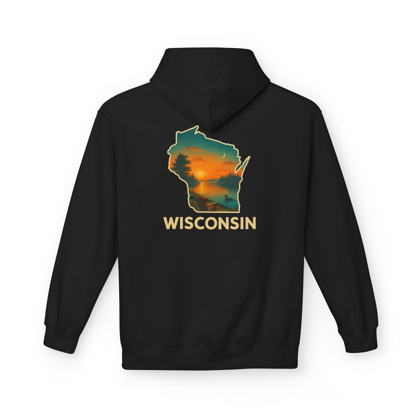 Wisconsin Scenic  Unisex Hoodie — State Silhouette Sunset Sweatshirt