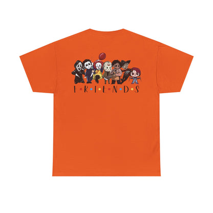 Creepy Friends Chibi Horror Tee – Funny Halloween Cartoon Villains T-Shirt, Unisex, Made in the USA