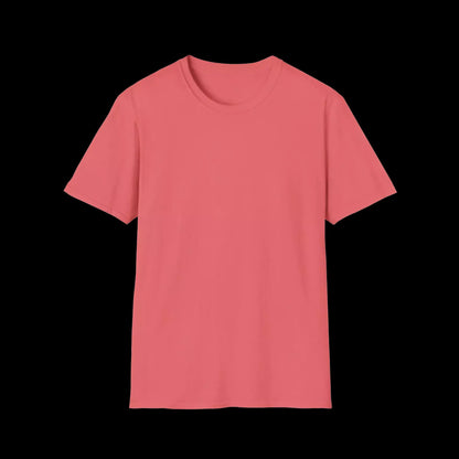 A simple, plain red t-shirt against a black background.