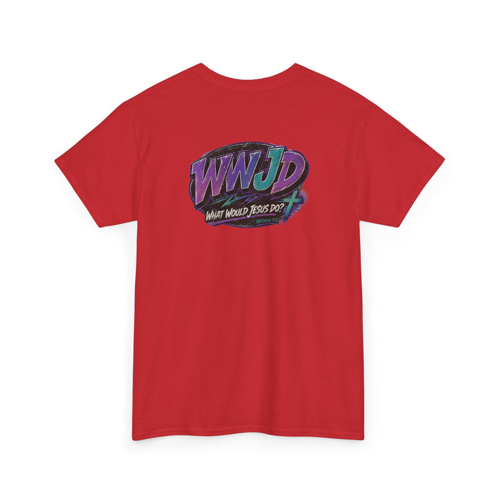 WWJD Retro Graphic Tee — "What Would Jesus Do?" 90s Style Christian T-Shirt
