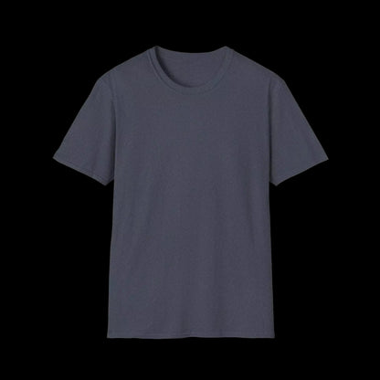 A plain gray t-shirt against a black background.