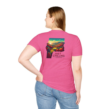 Just Chilling Unisex Softstyle T-Shirt, Casual Tee, Summer Wear, Vermont Graphic Tee, Relaxed Fit Shirt, Outdoor Adventure Top