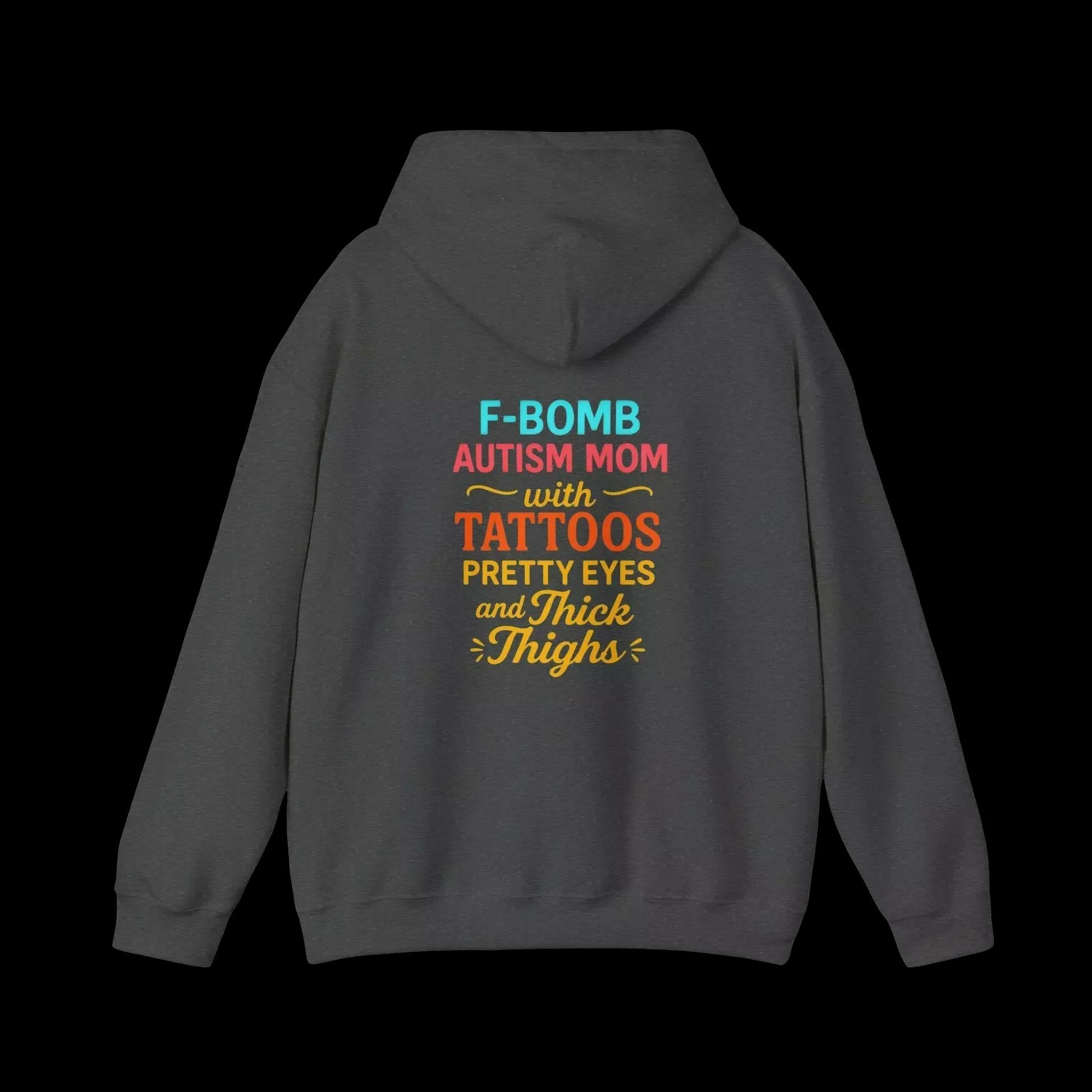 a grey hoodie with text on the back.