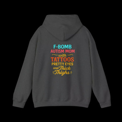 a grey hoodie with text on the back.