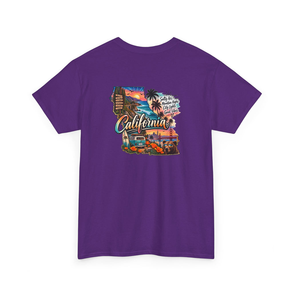 California Retro Coastal Tee — Vintage Sunset Palm Beach Graphic T-Shirt