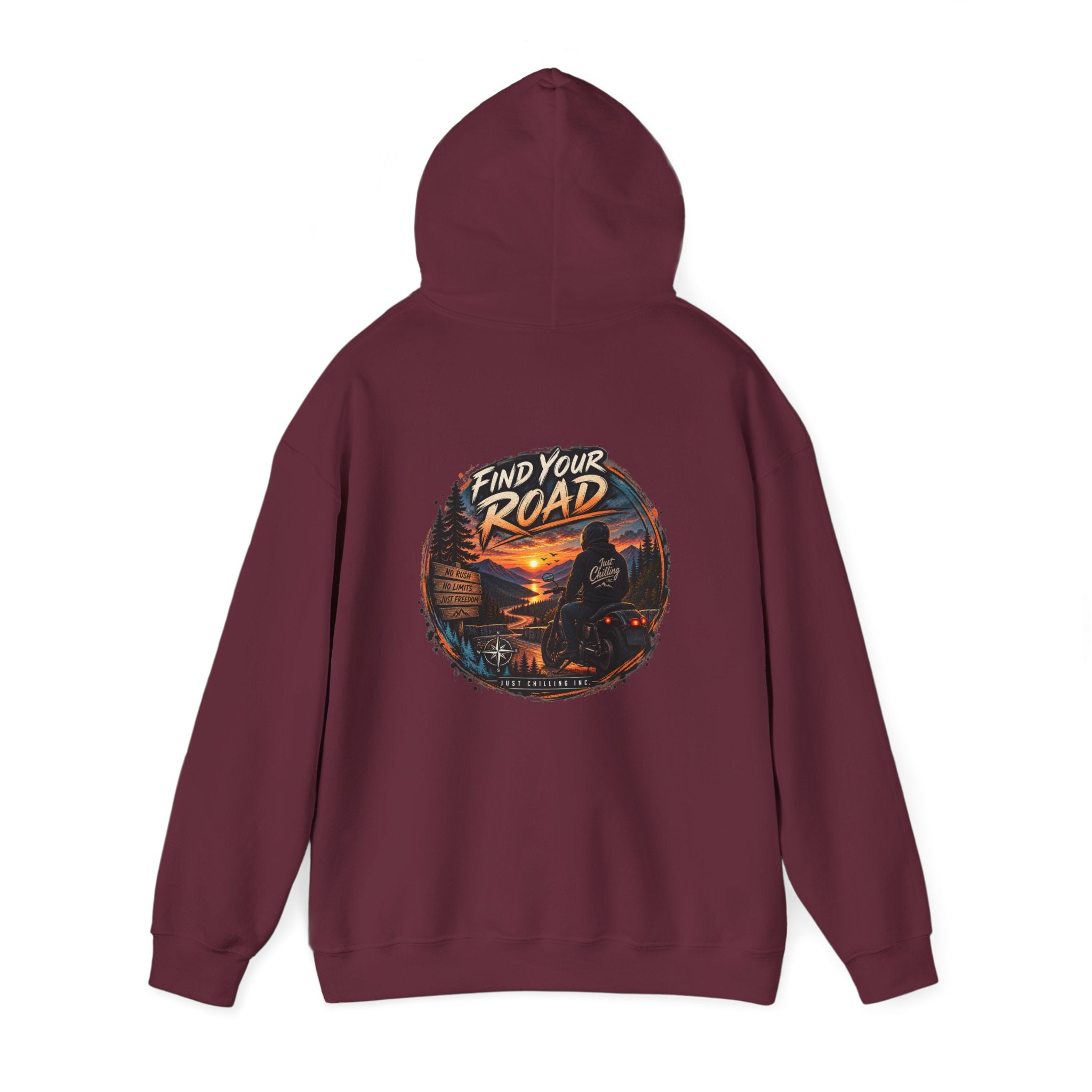 Hoodie — 'Find Your Road' Sunset Motorcycle Adventure Hooded Sweatshirt