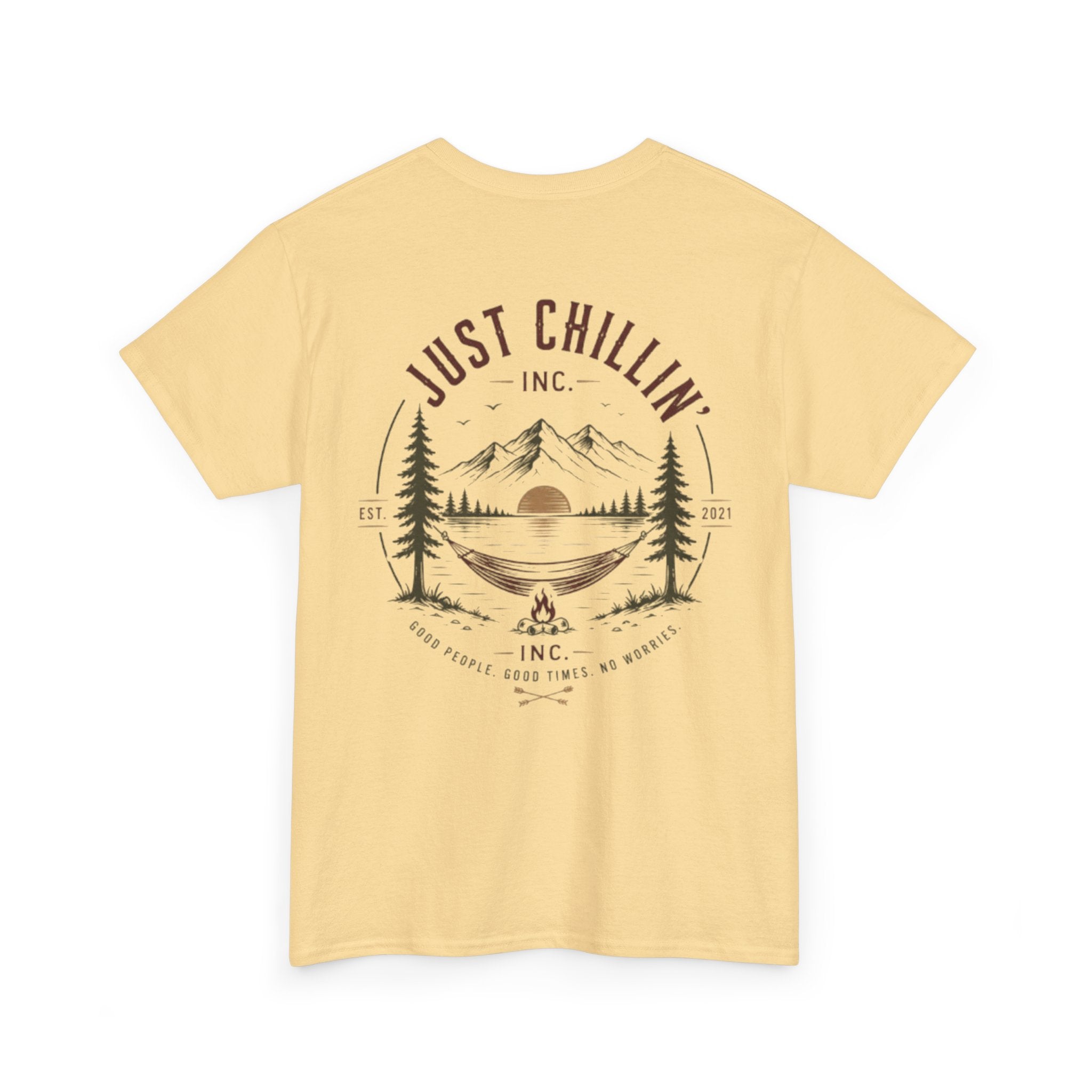 Just Chillin' Inc. Campfire Gathering T-Shirt | Outdoor Tee