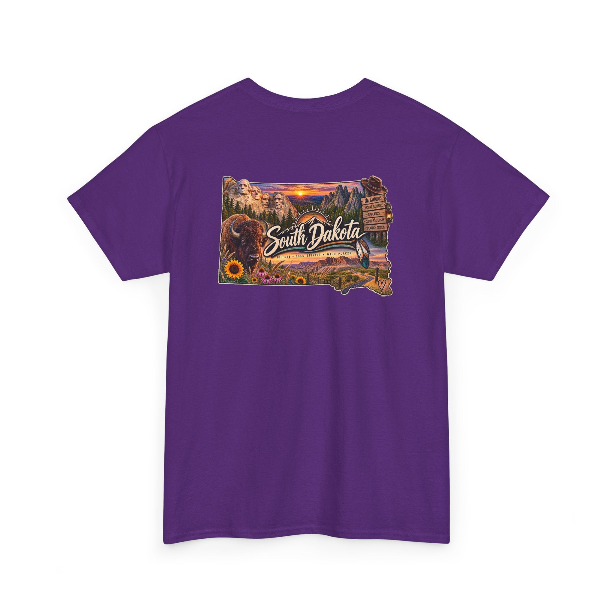 South Dakota State Map T-Shirt — Scenic Sunset & Sunflower Travel Tee