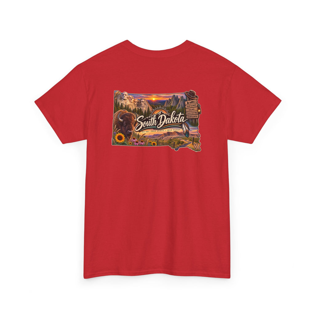 South Dakota State Map T-Shirt — Scenic Sunset & Sunflower Travel Tee