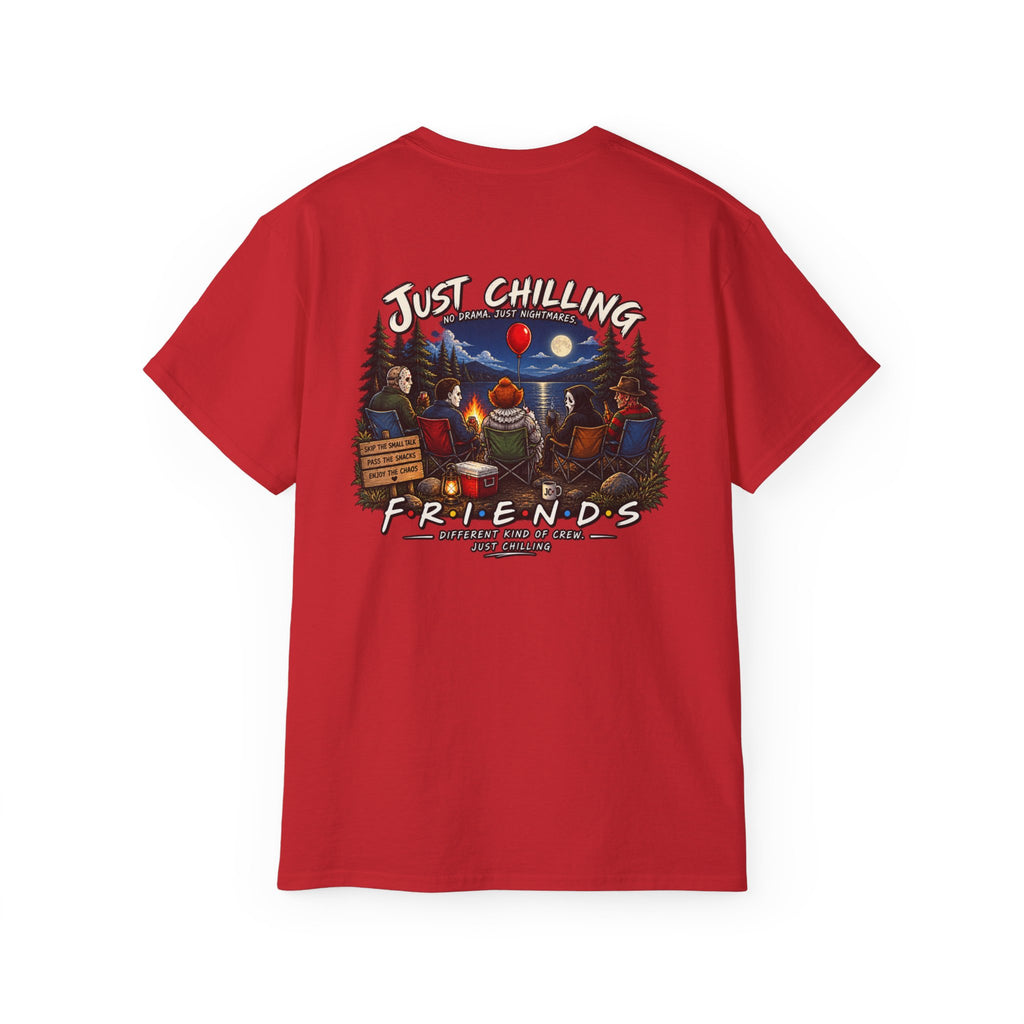 All Your Favorite Creepy Friends T-Shirt – Horror Movie Villains “Just Chilling” Graphic Tee | Made in the USA