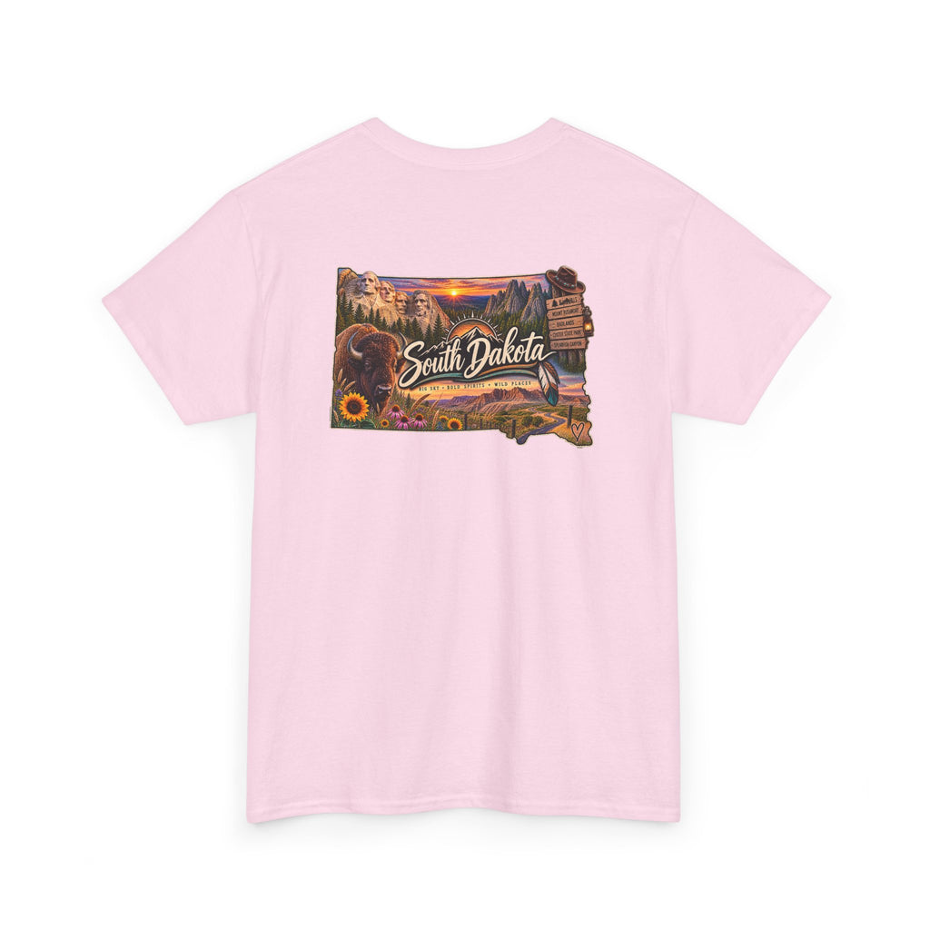 South Dakota State Map T-Shirt — Scenic Sunset & Sunflower Travel Tee