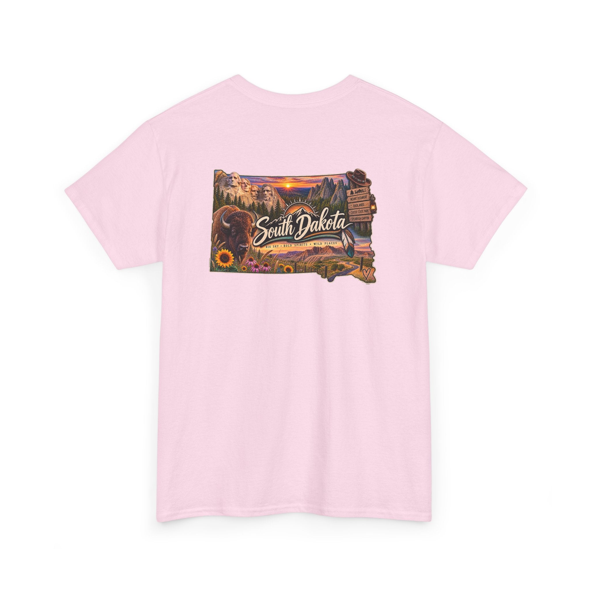 South Dakota State Map T-Shirt — Scenic Sunset & Sunflower Travel Tee