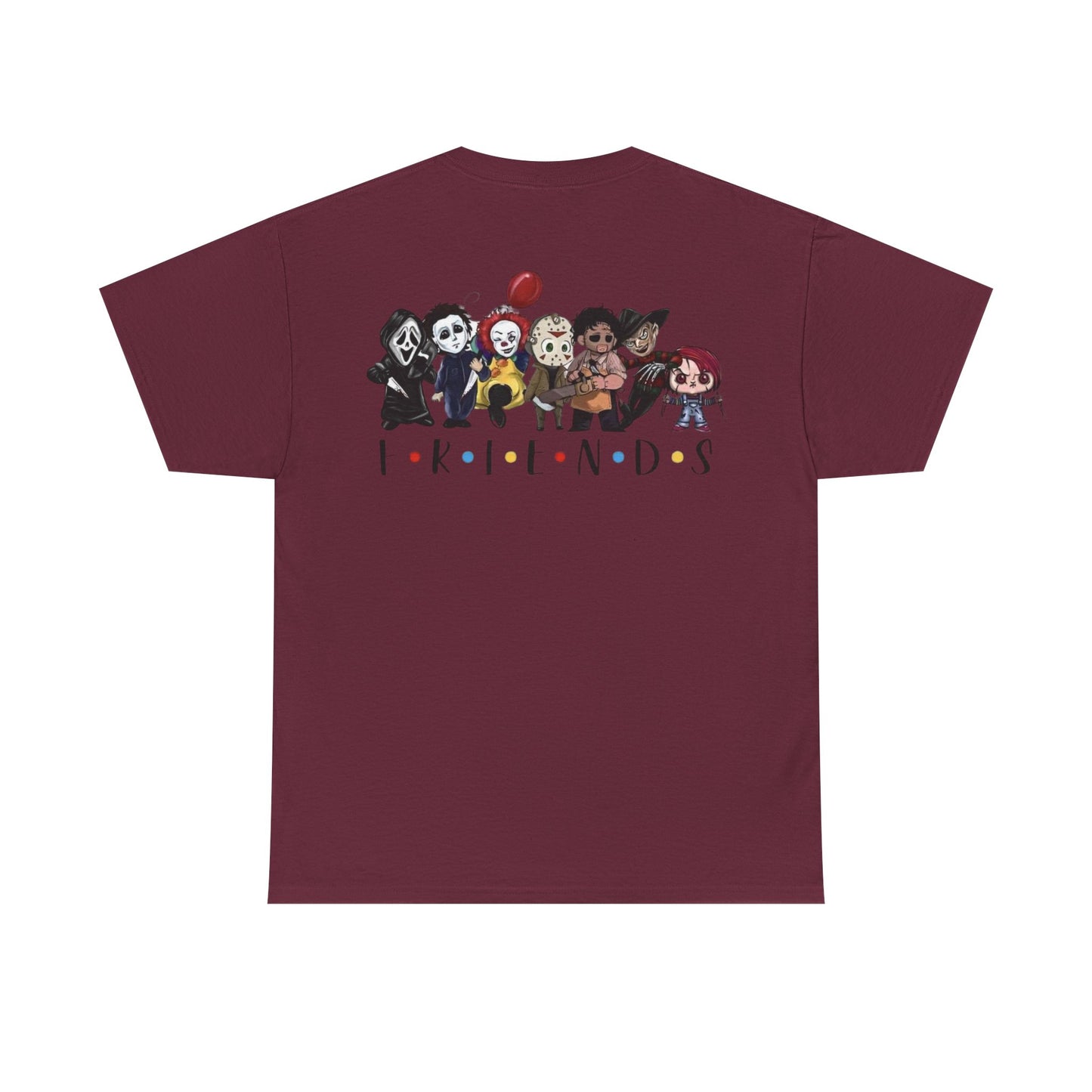 Creepy Friends Chibi Horror Tee – Funny Halloween Cartoon Villains T-Shirt, Unisex, Made in the USA