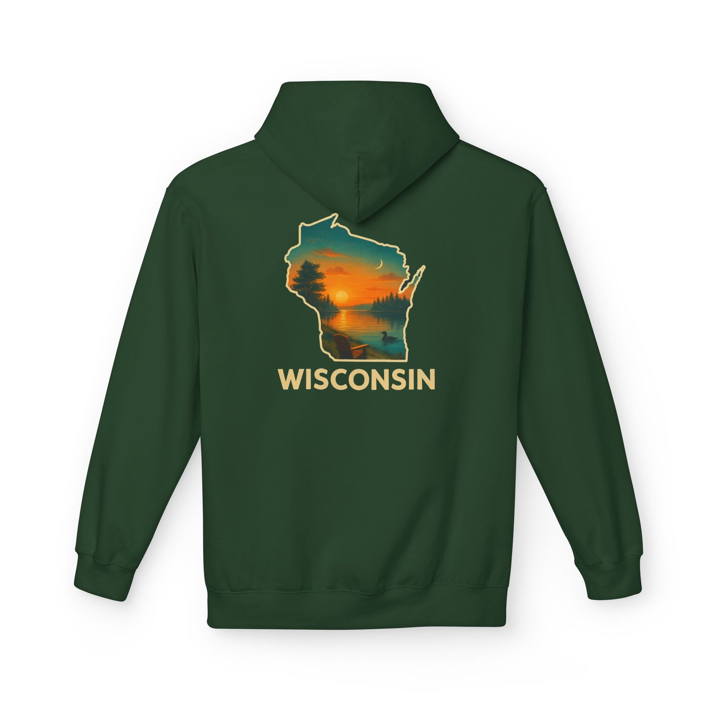 Wisconsin Scenic  Unisex Hoodie — State Silhouette Sunset Sweatshirt