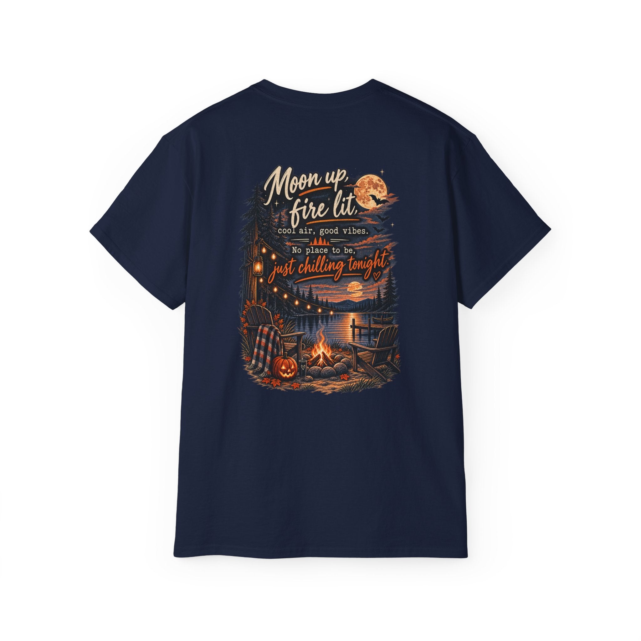 Campfire Night Tee — "Moon up, fire lit" Graphic T-Shirt